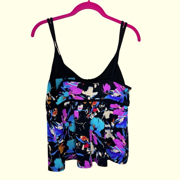 NWT Beach Belle Floral Print Tankini Top size 14 beachy cruise travel vaca - Picture 2 of 9